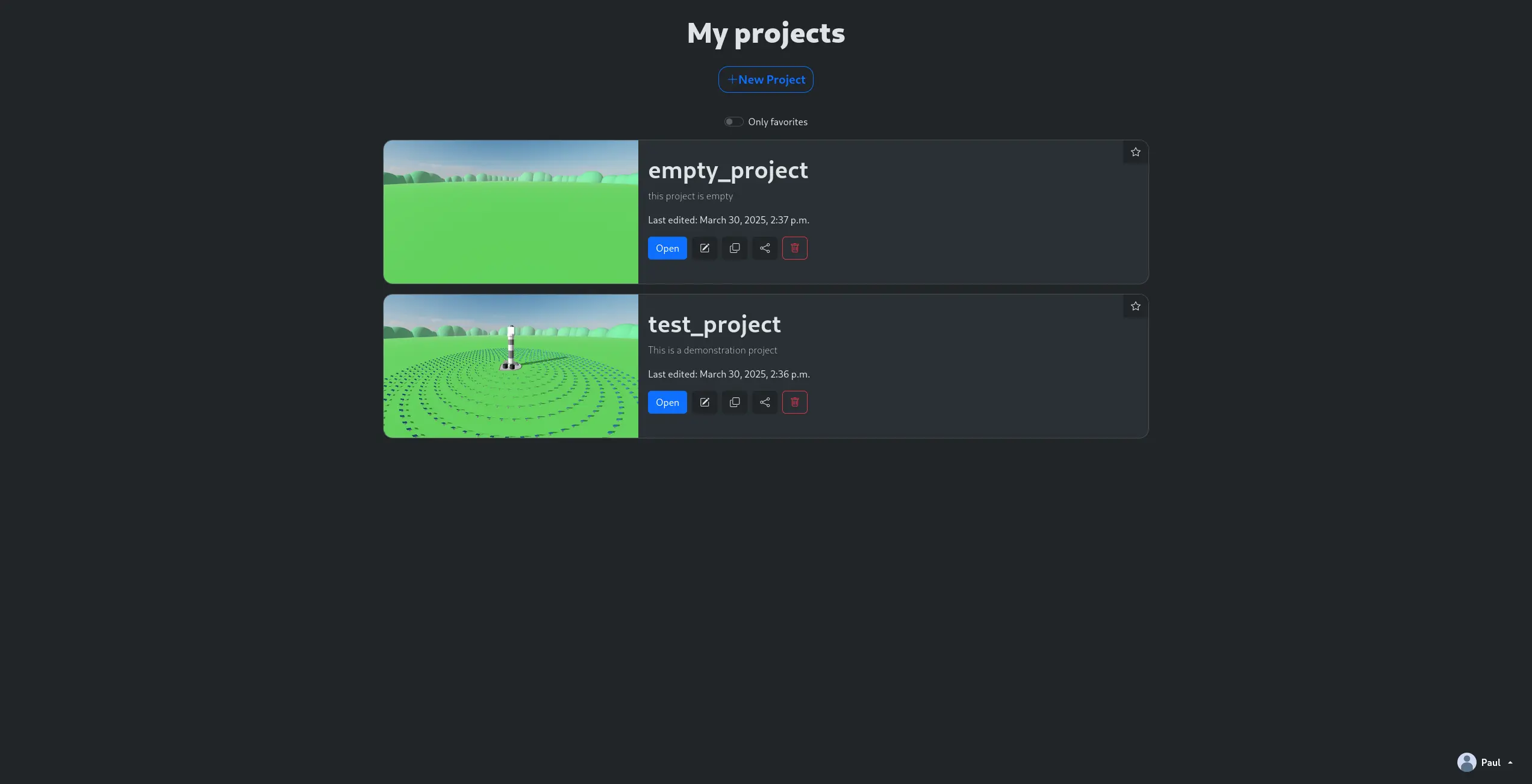 Project overview page